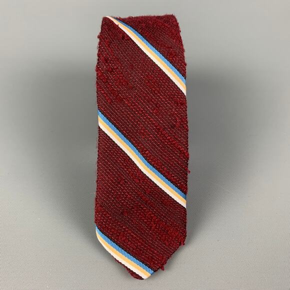 VISIONS Burgundy Diagonal Stripe Polyester Tie - Picture 1 of 4